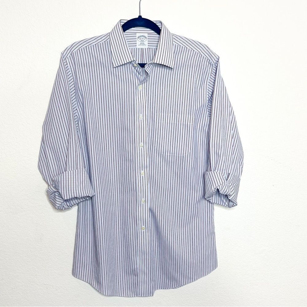 Brooks Brothers Men's 346 Slim Fit Non-Iron Striped Button-Down Shirt Size 16 4/